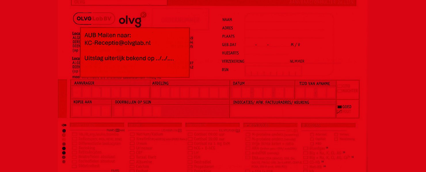 Gedeelte aanvraagformulier