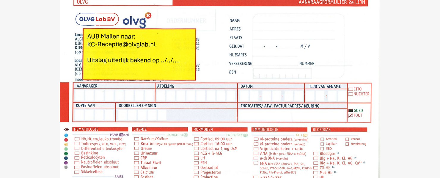 Gedeelte aanvraagformulier